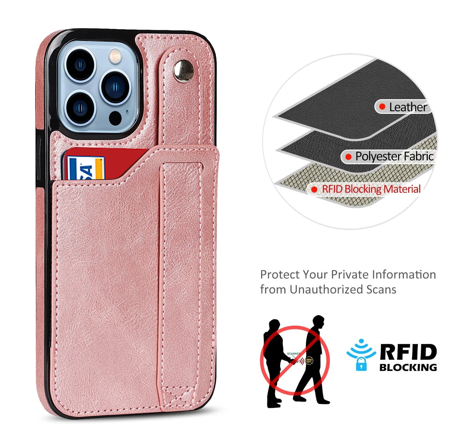 Shockproof Leather Wallet Phone Case with Cards Holder, Kickstand & Hand Strap for iPhone 16 15 14 13 12 11 Pro Max Plus