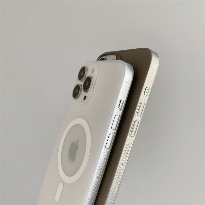 Ultra Thin Matte Clear Magsafe Magnetic Stria PP Case for iPhone | Camera Protected Slim Anti-drop Cover