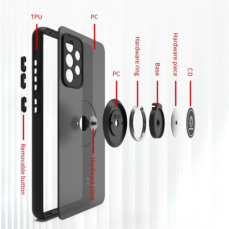 Shockproof Magnetic Case For Samsung Galaxy Note Series with Car Magnetic Ring Bracket Silicone Cover