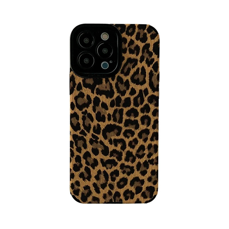 Brown Leopard Print Phone Case For iPhone 15 12 13 14 11 Pro Max Soft Shockproof Bumper Cover