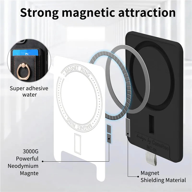 Magnetic Wireless Leather Wallet Phone Case for iPhone