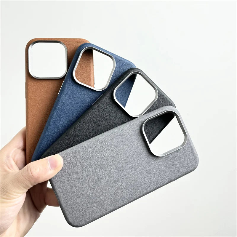 Solid Color Wireless Charging Magsafe Case for iPhone 16 14 15 Pro Max Matte Anti-fall Leather Case Cover