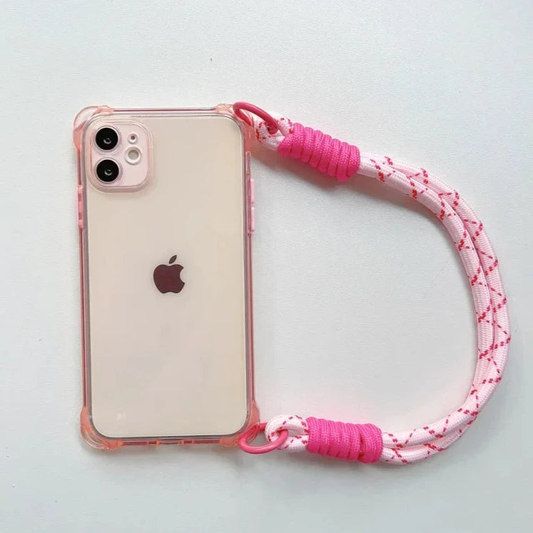 Crossbody+Hand Strap Lanyard Clear Phone Case for iPhone 14 13 15 Pro Max 12 11 15 Plus Necklace Strap Rope Soft Translucent Cover