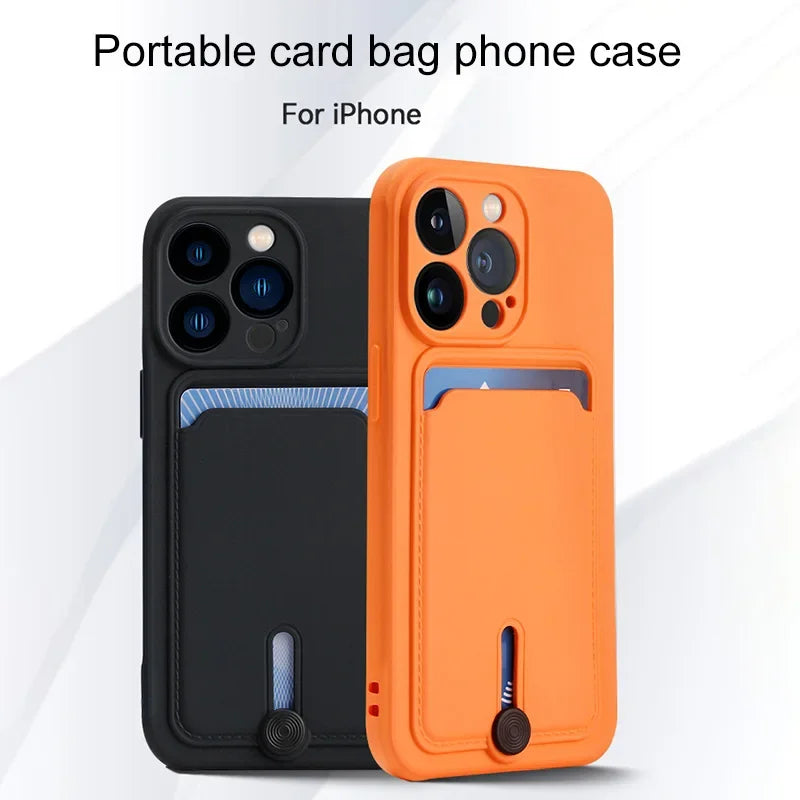 With Card Holder Phone Case for iPhone Soft Cover Case For iPhone Funda Camera Protection