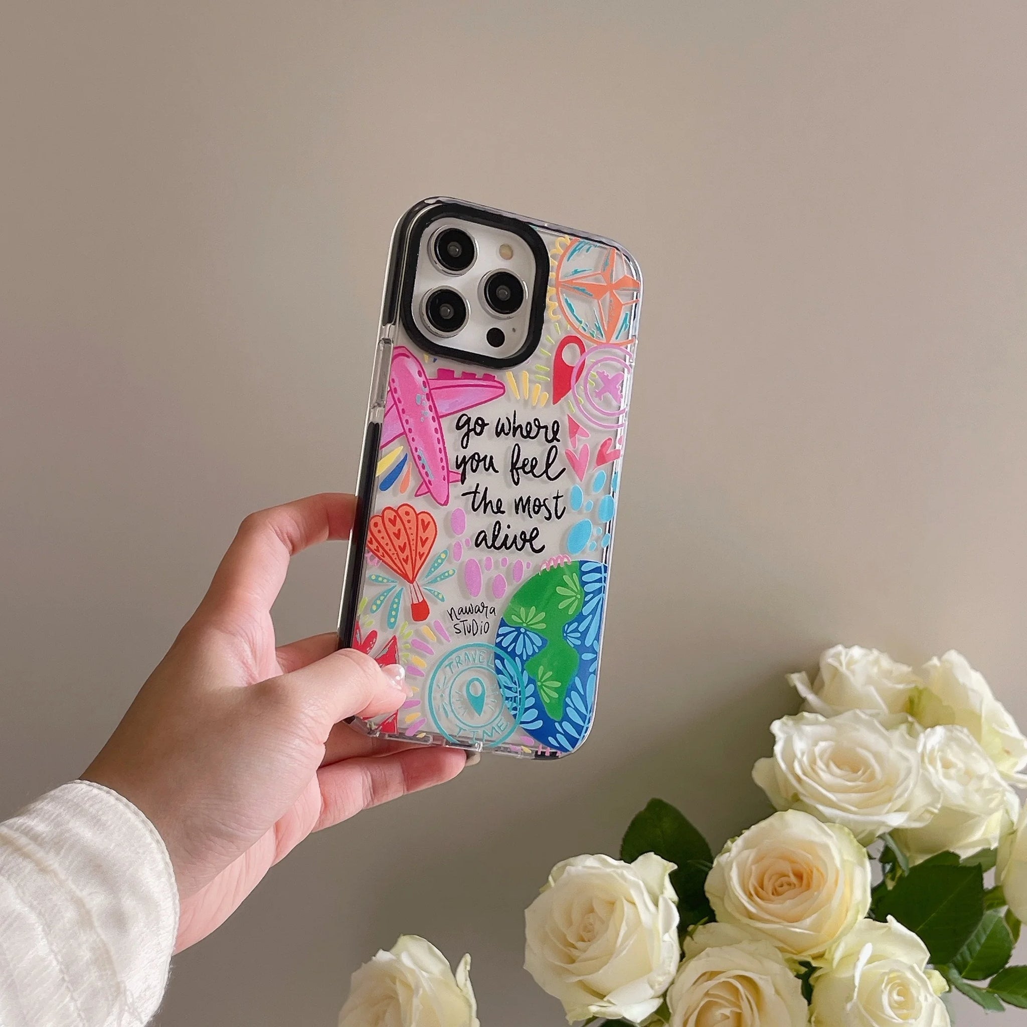 Ins Funny Landscape Plant Architecture Graffiti Series Phone Cover Case