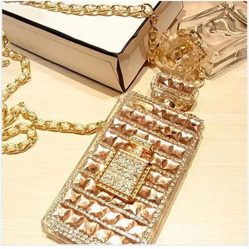 Fashion Bling Crystal Diamond Perfume Bottle Chain Handbag Cover