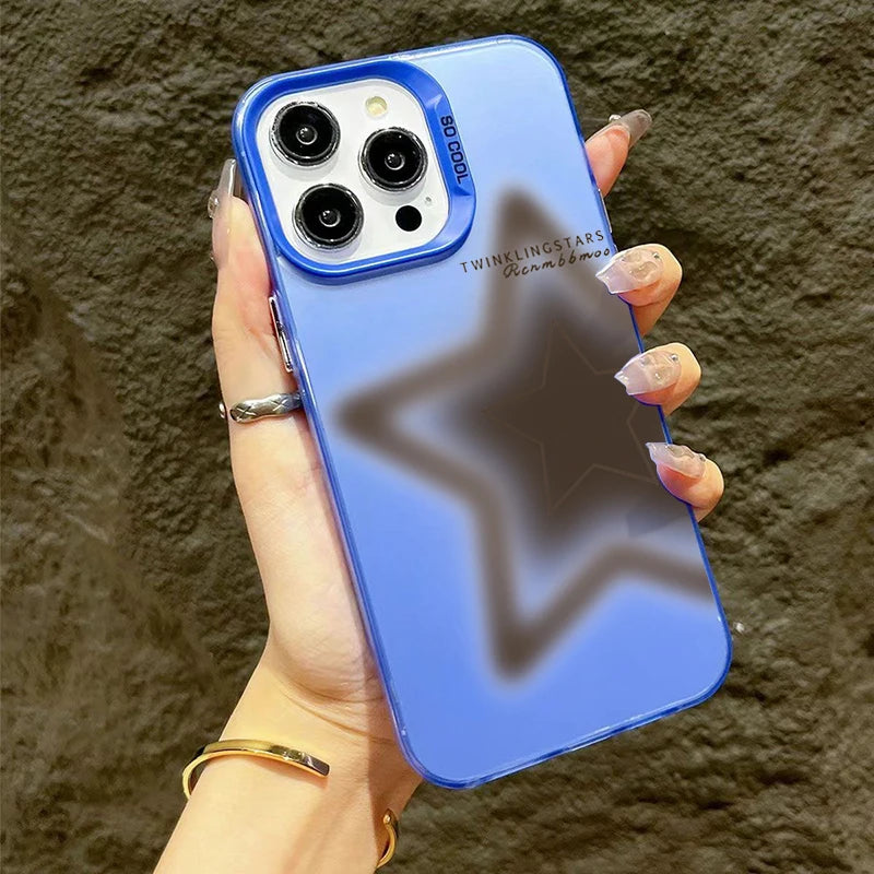 Smudged Star Matte Laser Graphic Phone Case For iPhone 16 15 14 Pro Max