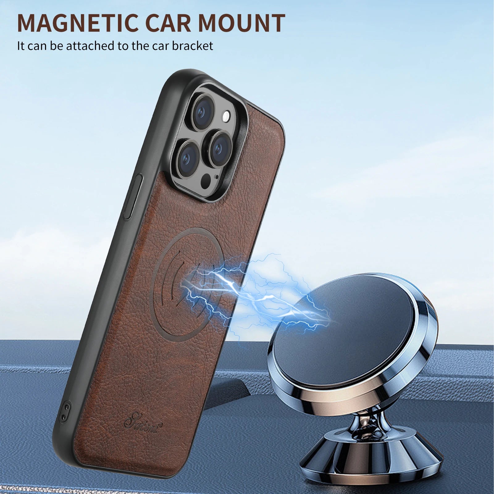 Magnetic MagSafe Card Holder 2 in 1 Leather Phone Case For iPhone Detachable Cover