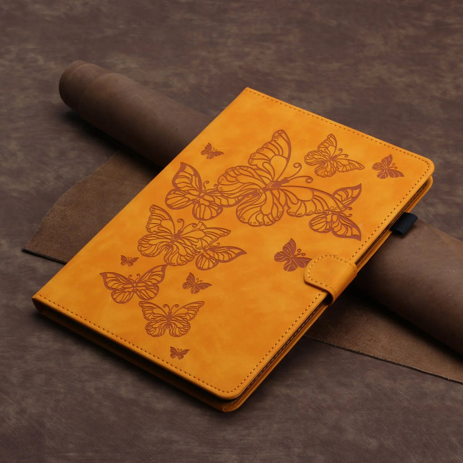 3D Embossed Butterfly Faux Leather iPad Case - Wallet with Card Slots, Shockproof, Waterproof