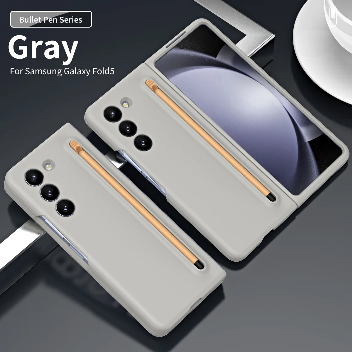 For Samsung Galaxy Z Fold 3/4/5/6 Case With Touch Pen Slot Ultra Thin PC Protective Cover