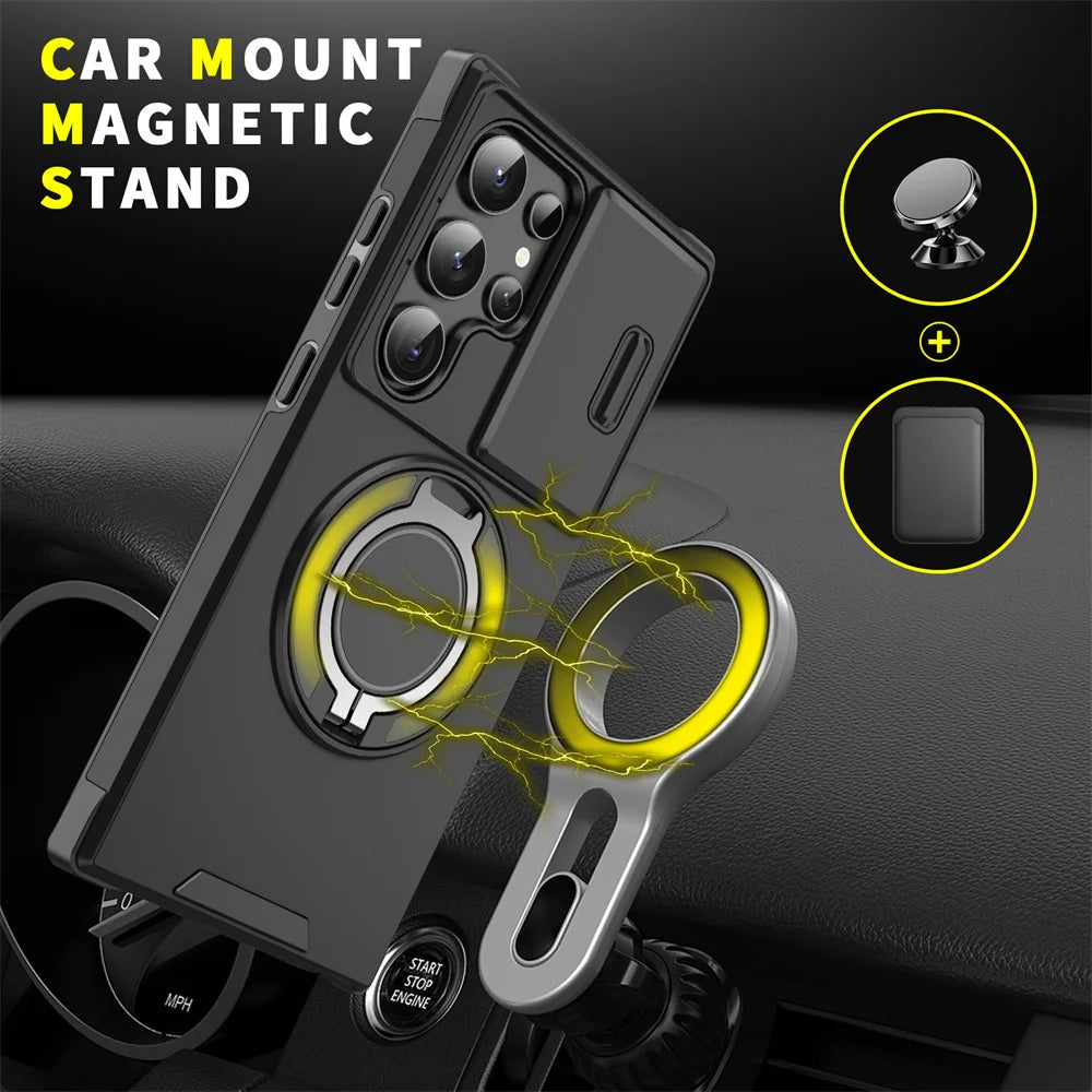 Slide Camera Protection Magnetic Stand Phone Case for Samsung Galaxy A Series