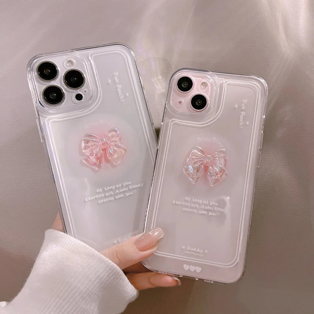 3D Butterfly Heart Transparent Phone Case for Iphone Back Cover