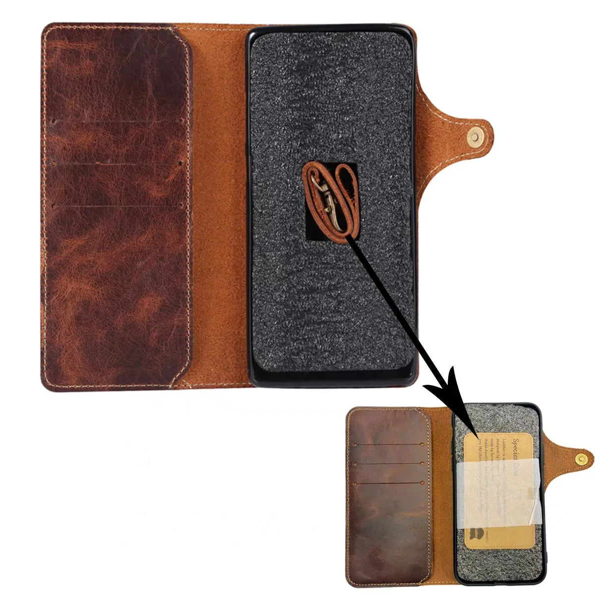 100% Genuine Leather Vintage Card Wallet Case for Samsung Galaxy S24/S23/S22 Ultra, Full Coverage Anti-Scratch Dustproof Protective Case