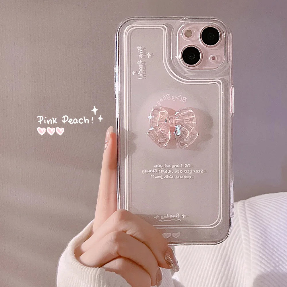 3D Butterfly Heart Transparent Phone Case for Iphone Back Cover