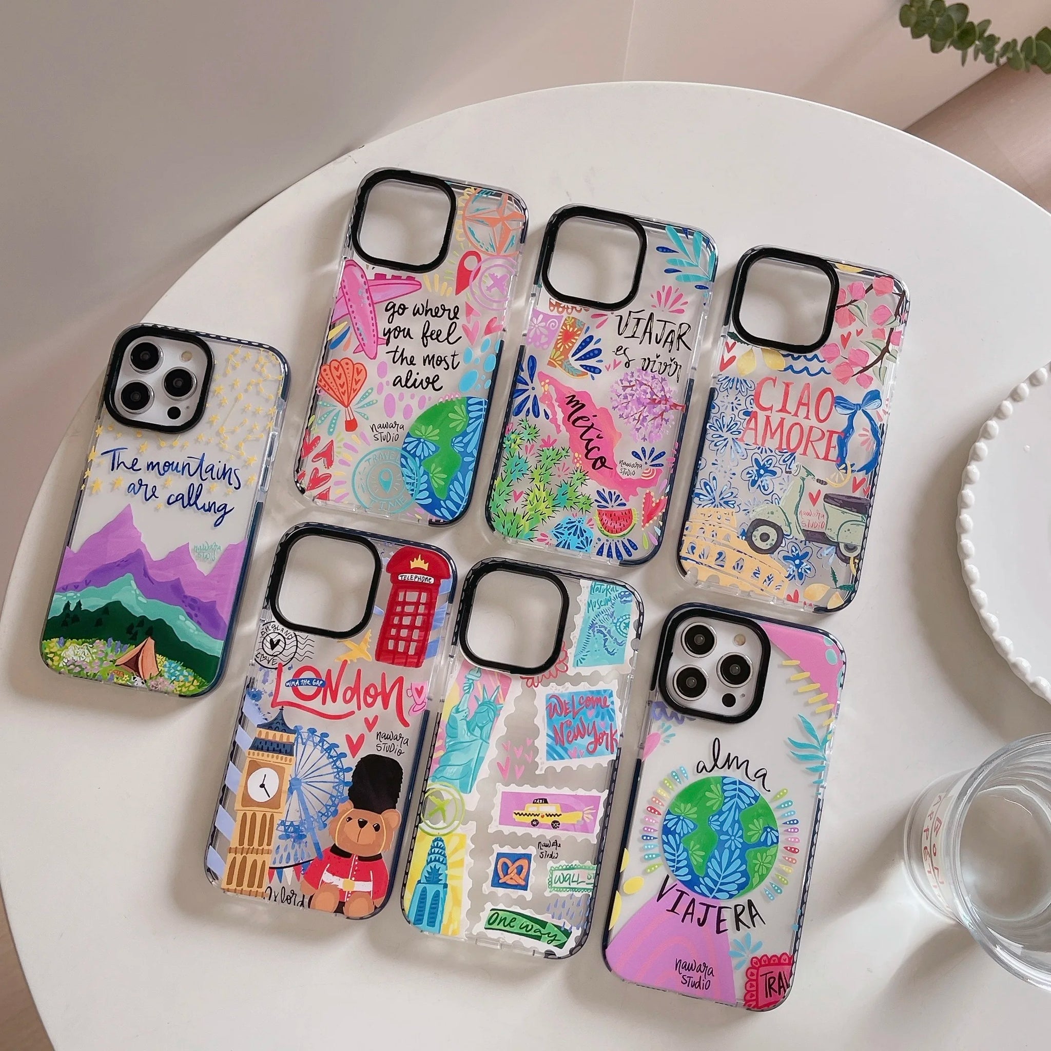 Ins Funny Landscape Plant Architecture Graffiti Series Phone Cover Case