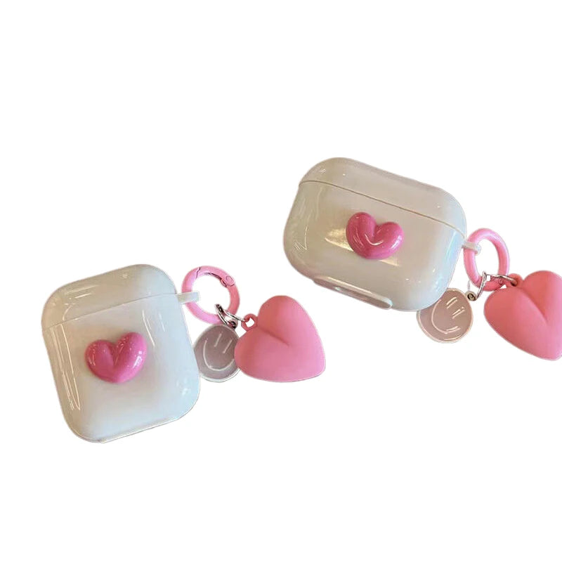 Cute 3D Heart Love Silicone Earphone Accessories Case