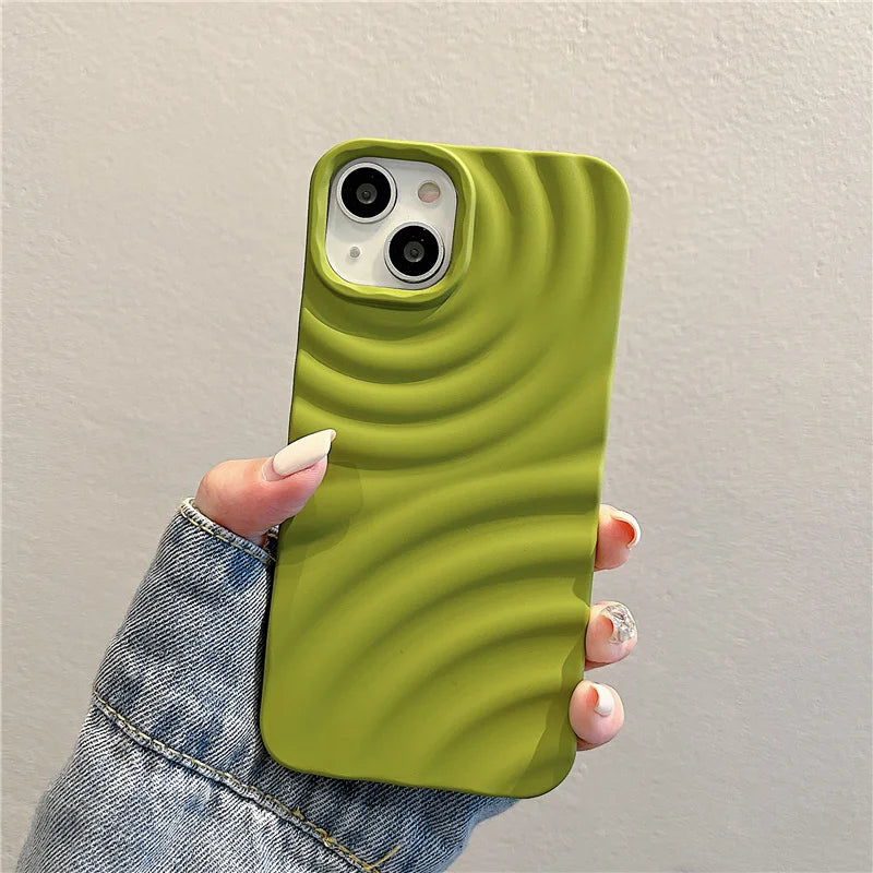 Matte Water Ripples Shockproof Phone Case For iPhone | 3D Soft Silicone Back Cover