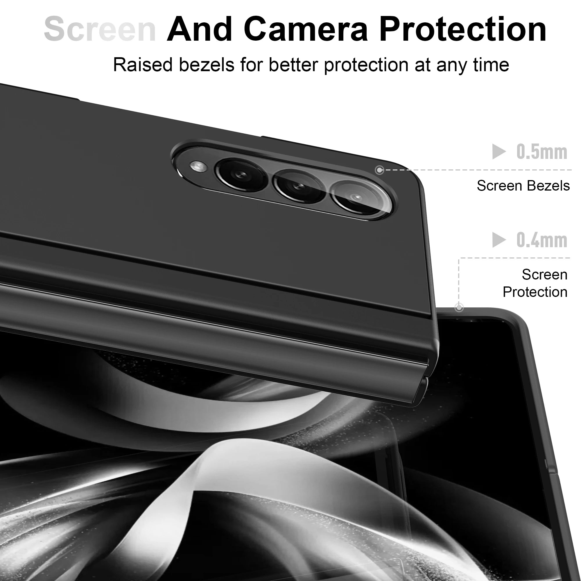 Phone Case for Samsung Galaxy Z Fold Non-Slip Black Strong Cover