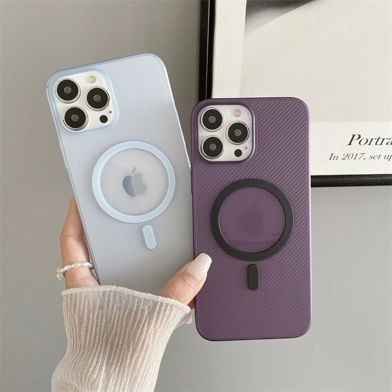 Ultra Thin Matte Clear Magsafe Magnetic Stria PP Case for iPhone | Camera Protected Slim Anti-drop Cover