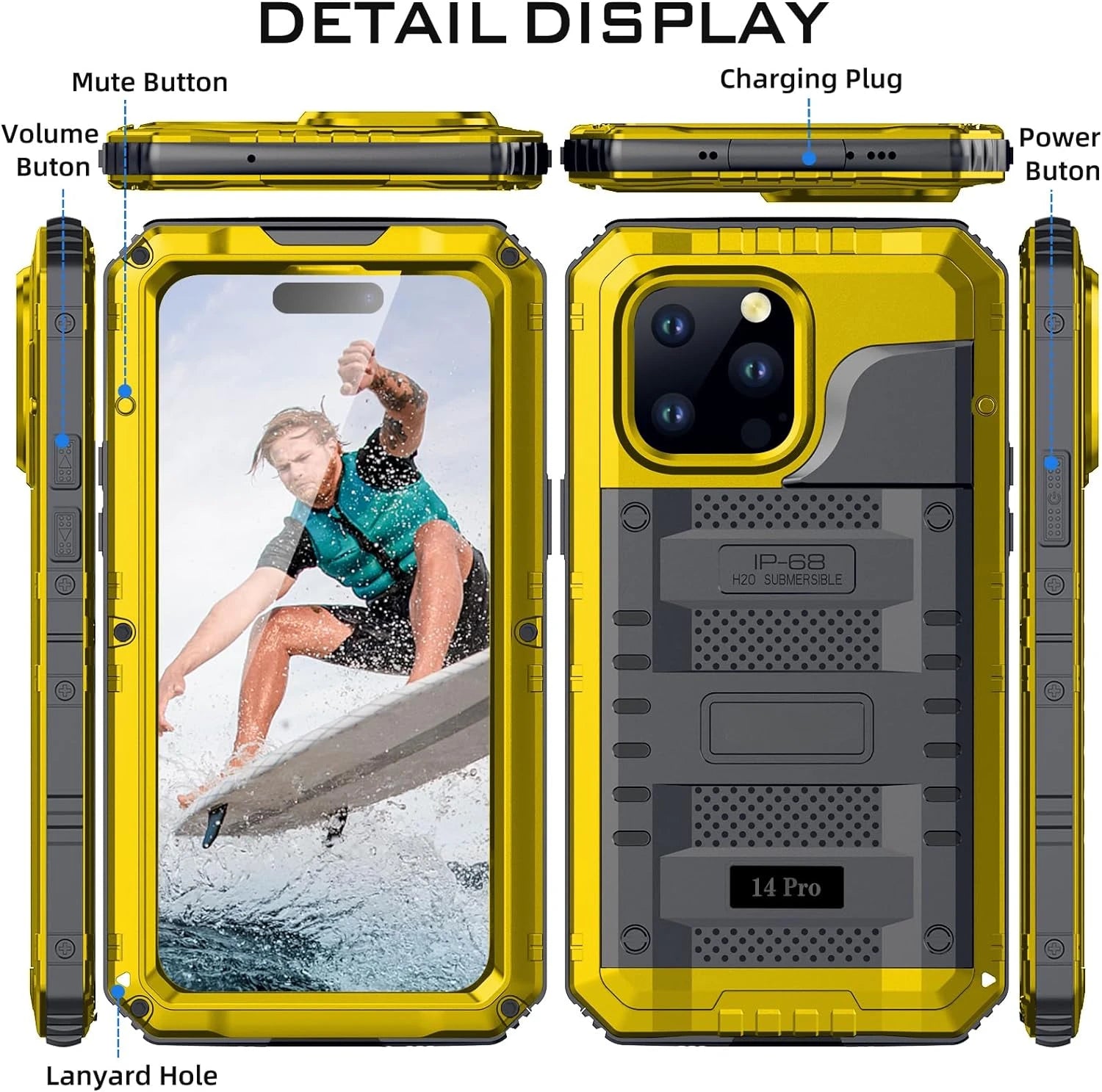 IP68 Waterproof Rugged Metal Armor Case Shockproof Cover Screen Protector For iPhone 15 14 13 12 11 Pro Max XS XR Plus SE