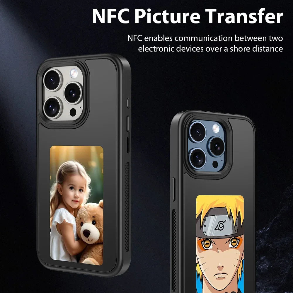 New High end E-Ink screen Phone case For iPhon, Couple Family Photo DIY Pattern Screen projection shell