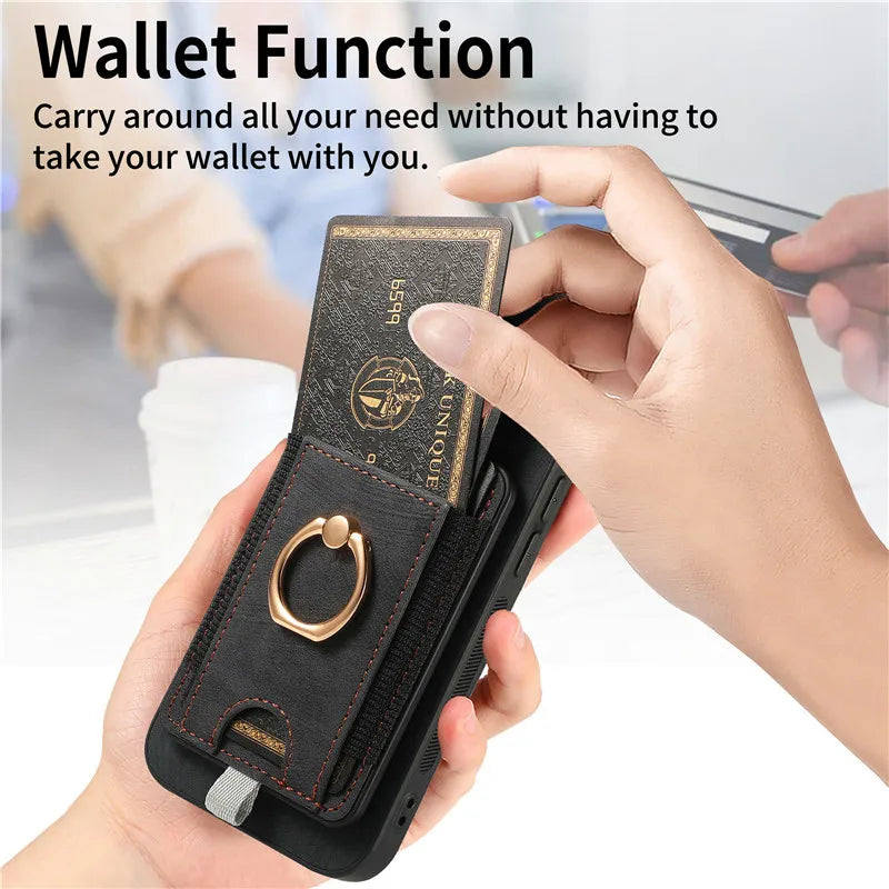 Magnetic Wireless Leather Wallet Phone Case for iPhone