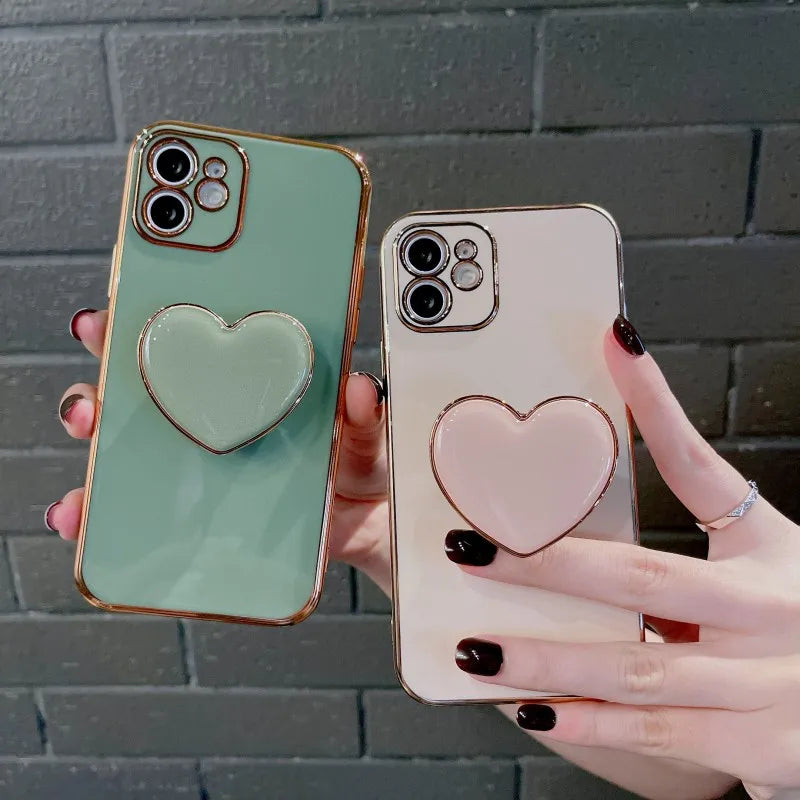 Heart Holder Plating Shockproof Phone Case