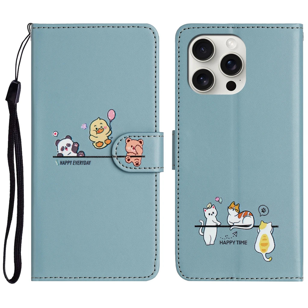 Animal Leather Wallet Flip Phone Case for iPhone 16 15 14 13 12 11 Pro Max Plus Mini X XR – Card Holder, Shockproof, Stand, Magnetic Closure