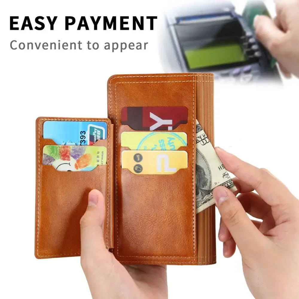 Leather Zipper Flip Wallet Case