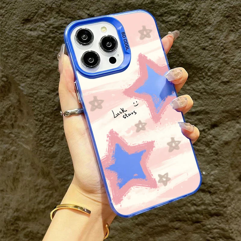 Smudged Star Matte Laser Graphic Phone Case For iPhone 16 15 14 Pro Max