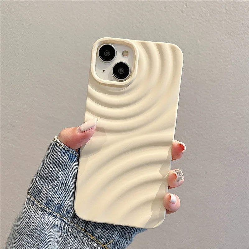 Matte Water Ripples Shockproof Phone Case For iPhone | 3D Soft Silicone Back Cover