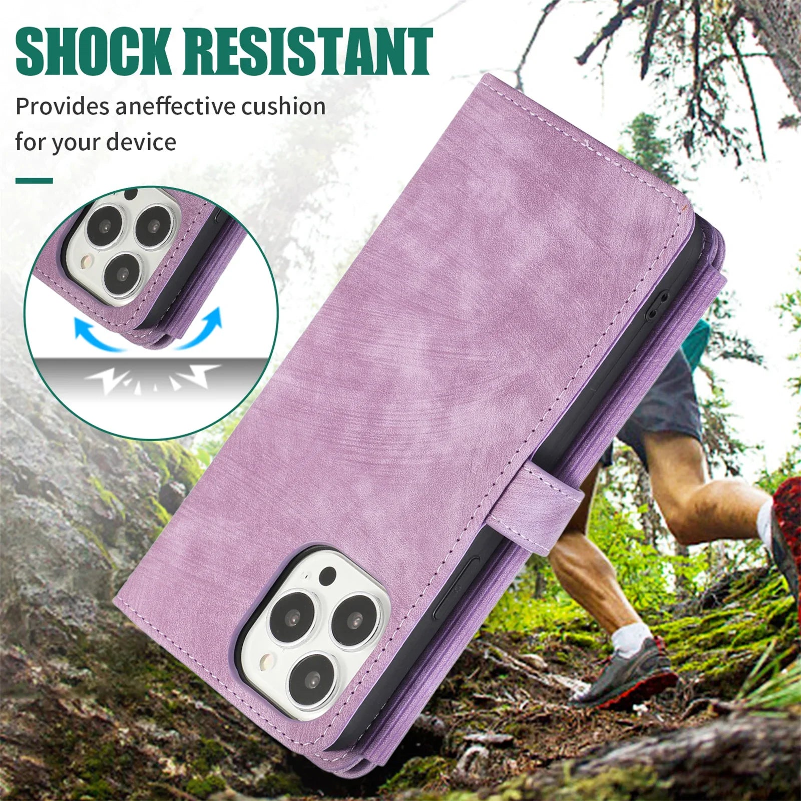 Crossbody Zipper Walle Case for iPhone | Card Holder Lanyard Leather Cover