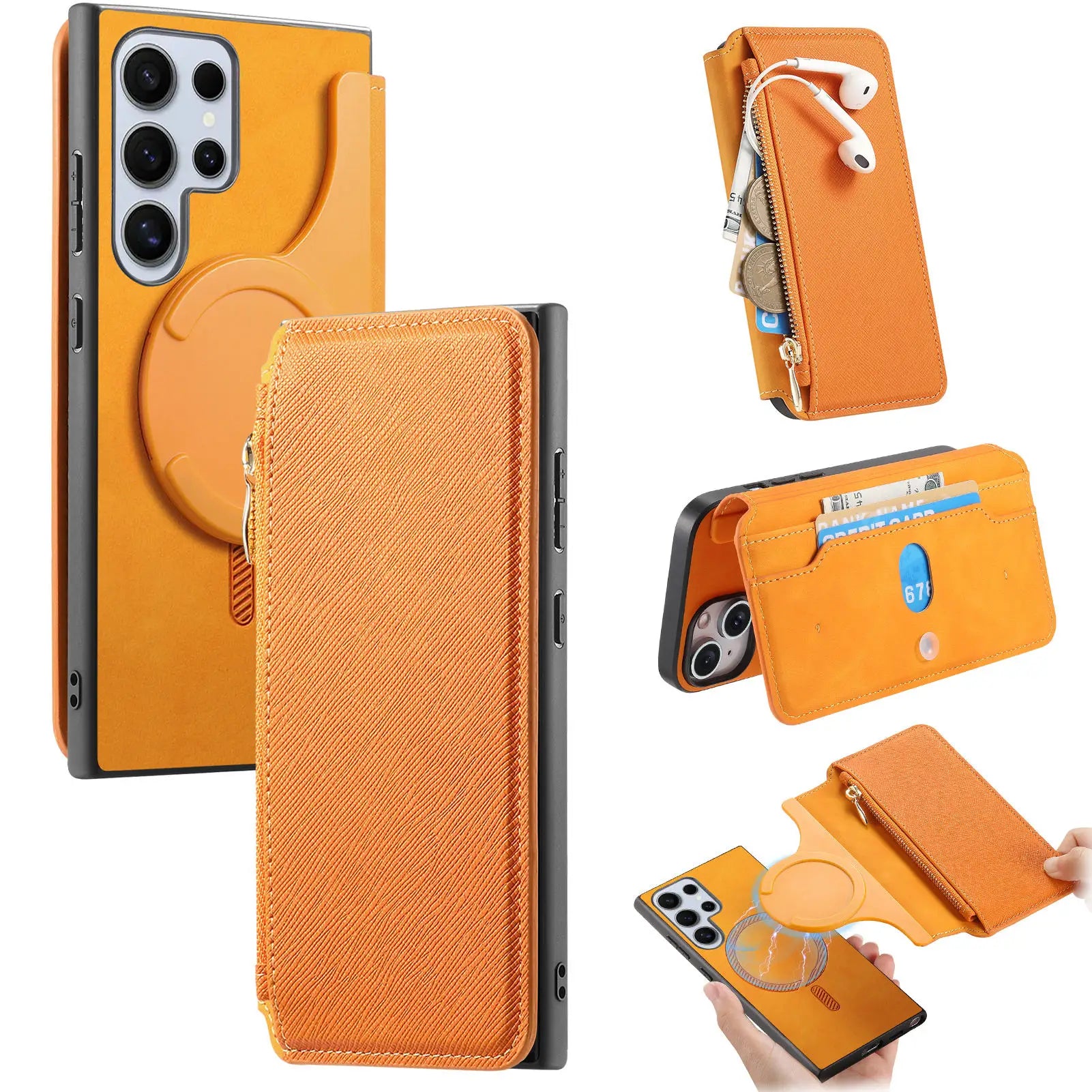 Samsung Case 2 in 1 Detachable Magnetic Zipper Cards Solt Wallet Leather Case For Samsung Galaxy S Series Cover