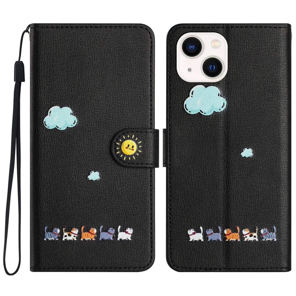 Cute Cats Leather Wallet Flip Case for iPhone 16 15 16 14 11 12 13 Pro Max Mini Apple 6 7 8 SE X XR XS Cas,Card Holder, Shockproof, Stand, Magnetic Closuree