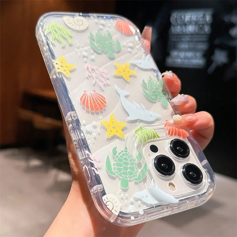 Cool Ocean Turtle Pattern Transparent Phone Case