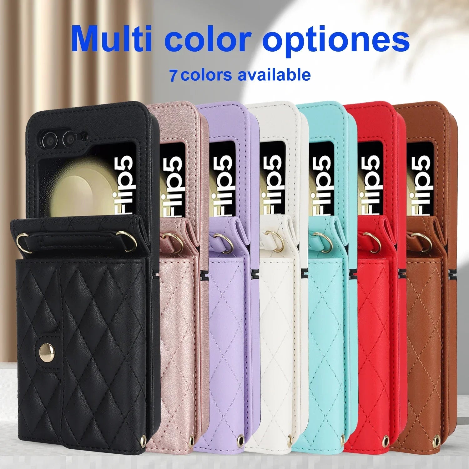 Crossbody Bag Fashion Leather Phone Case For Samsung Galaxy Z Flip 6 5 4 3 Long Lanyard Wallet Card Cover