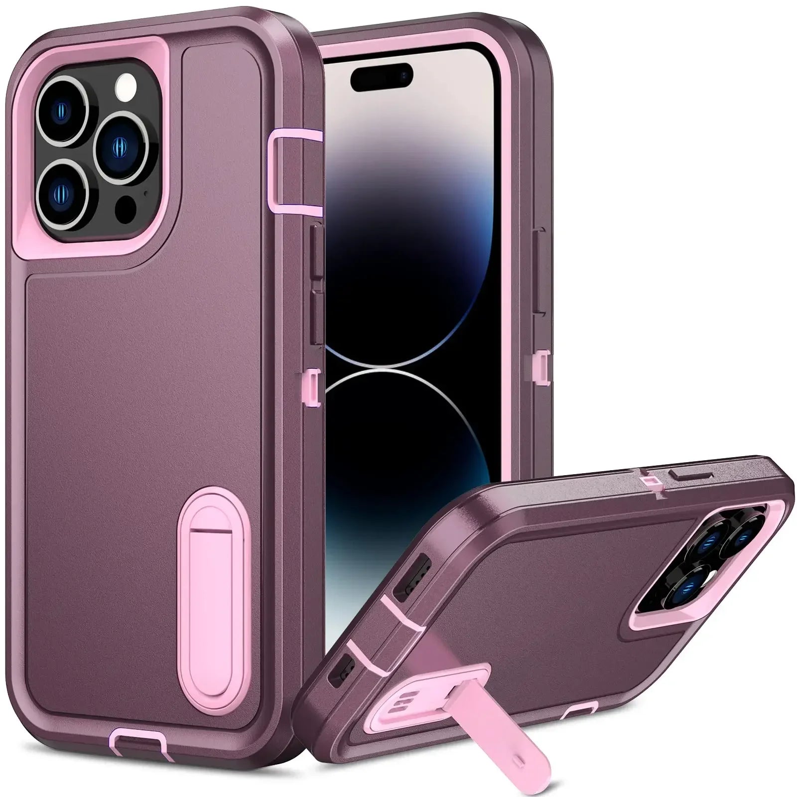 Heavy Duty Drop-Proof Scratch-Resistant 3-Layer Military-Spec iPhone Case – with Stand, Sliding Camera Design, Anti-Fingerprint & Dustproof