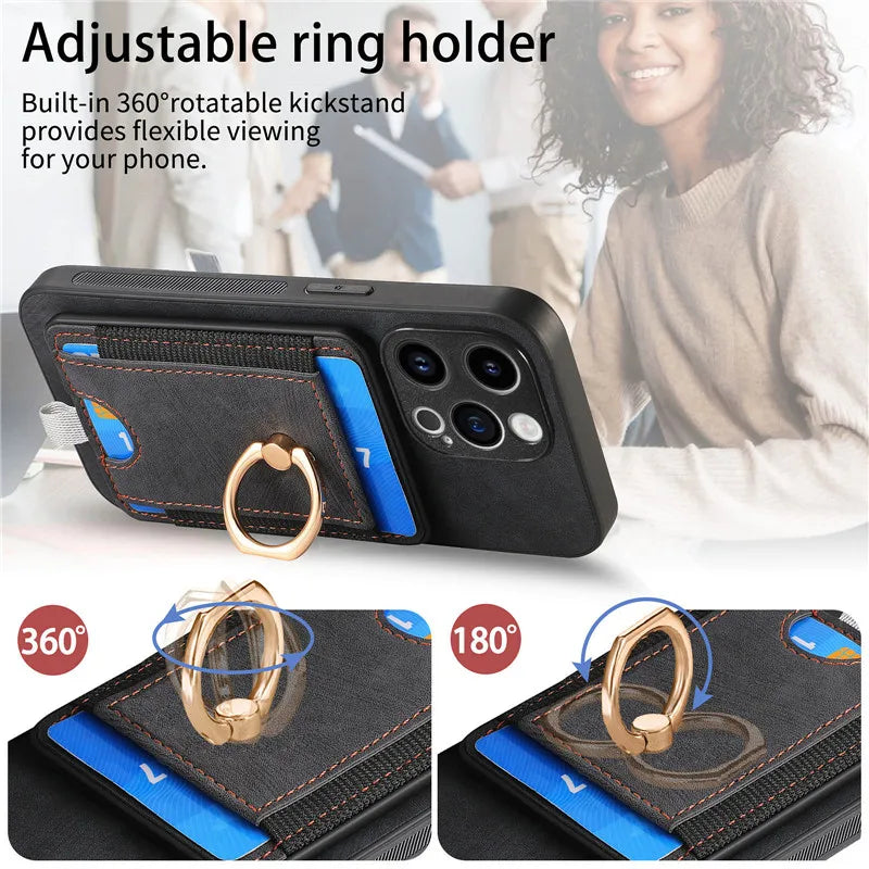 Magnetic Wireless Leather Wallet Phone Case for iPhone