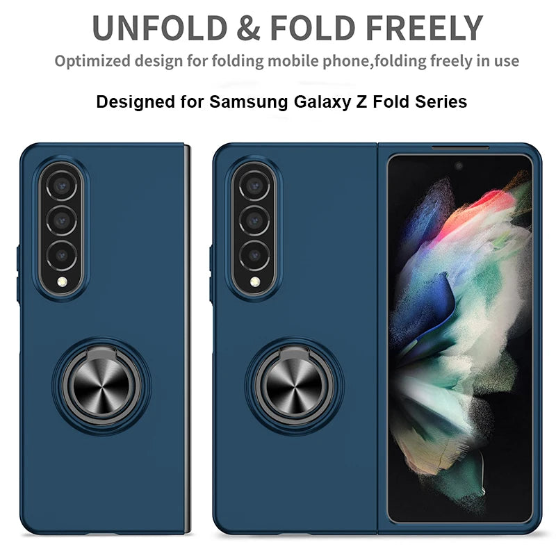 Magnetic Ring Kickstand Bracket Armor Phone Cover for Galaxy Z Fold