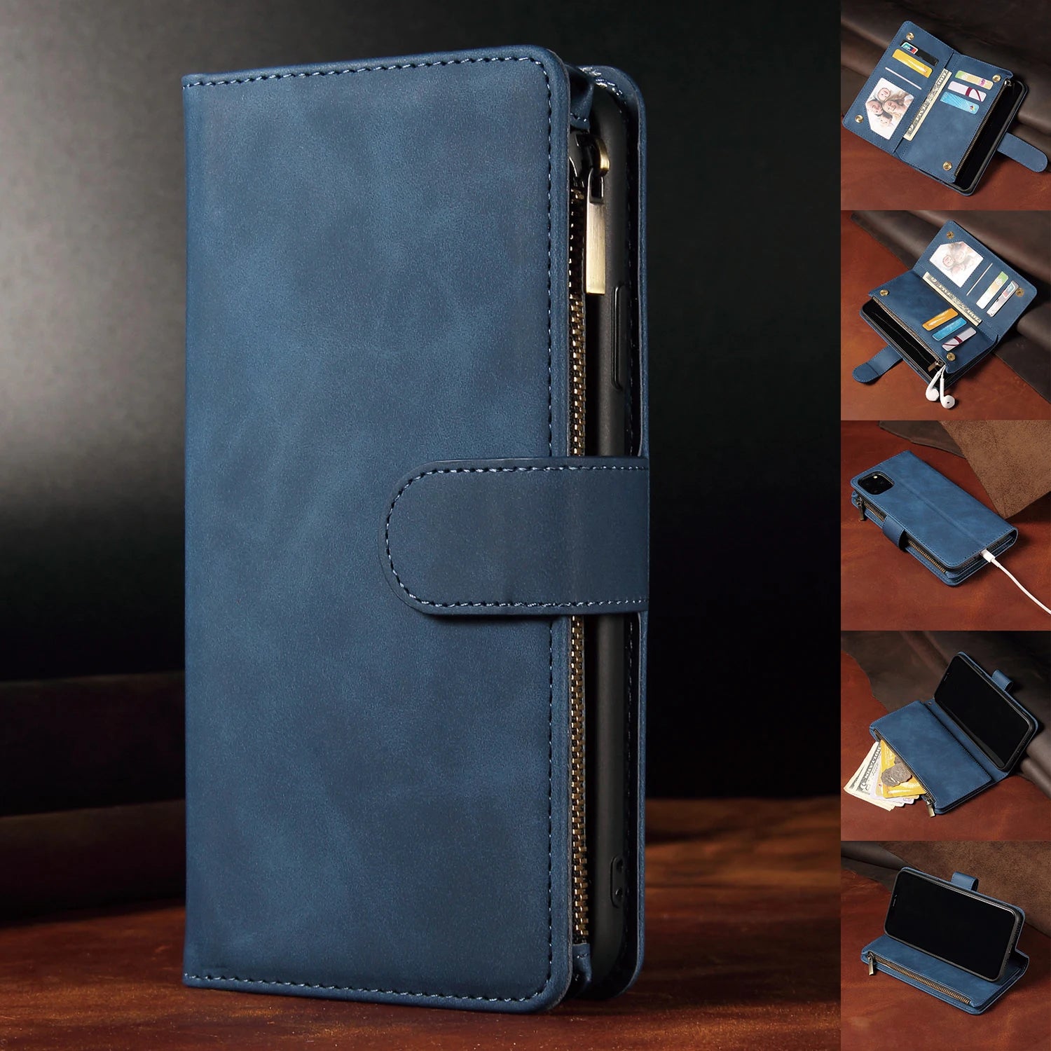 Business Leather Cases Card Slot Zipper Wallet Phone Case DK For Samsung Galaxy S Series