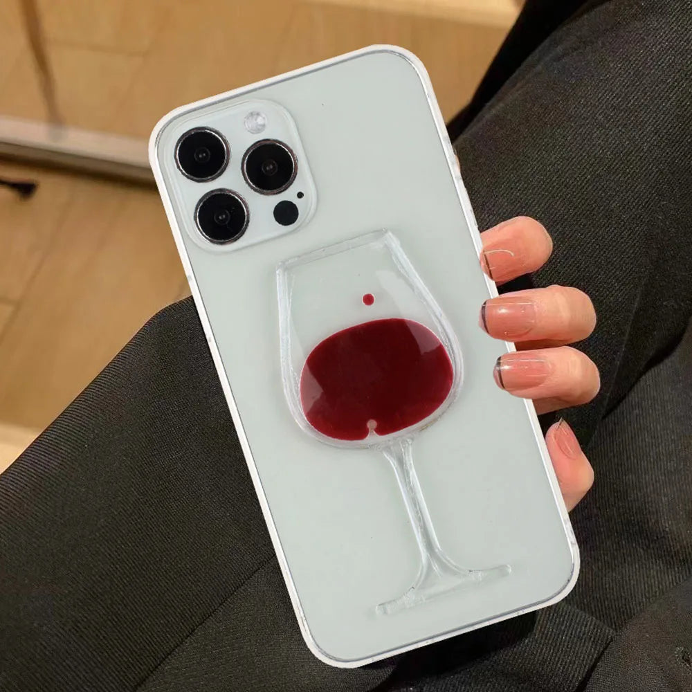 Liquid Dynamic Clear Phone Case For iPhone Wine Glass Cover