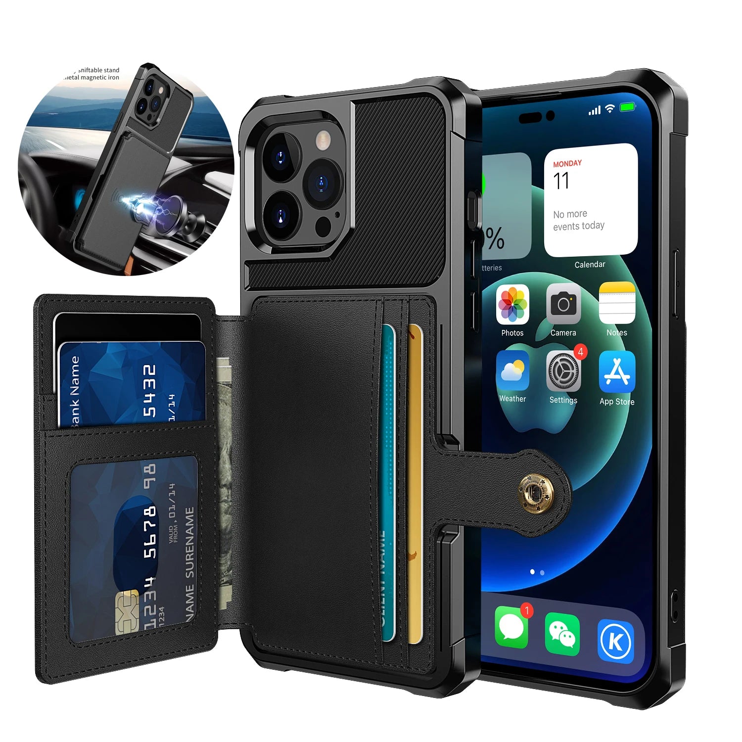 Magnetic Wallet Leather Case for IPhone |  Anti Drop Cards Solt Cover