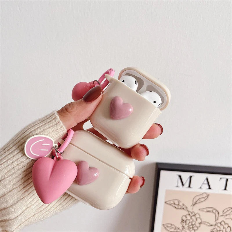 Cute 3D Heart Love Silicone Earphone Accessories Case