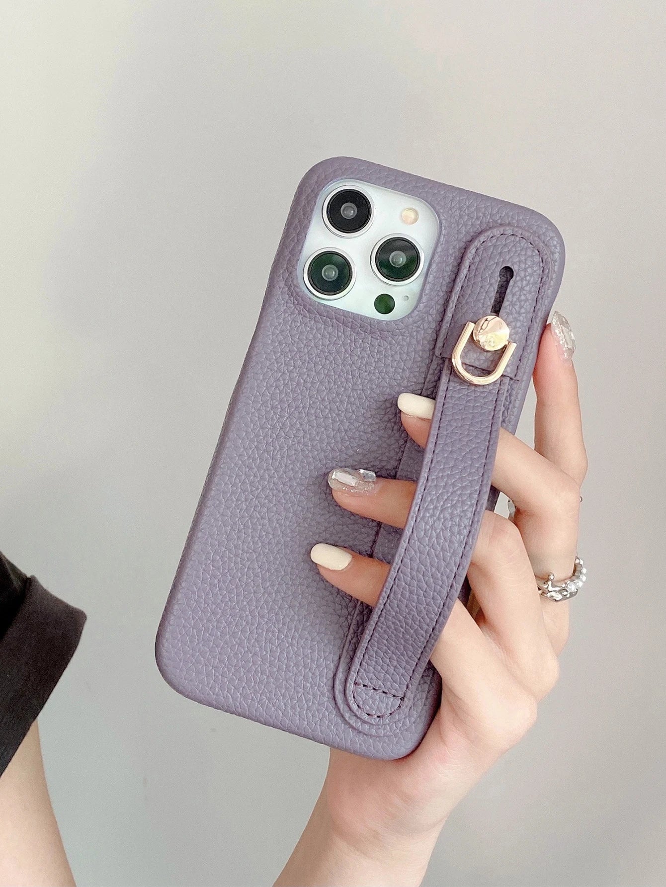 Lichee Pattern Wrist Strap Leather Case For iPhone Cover