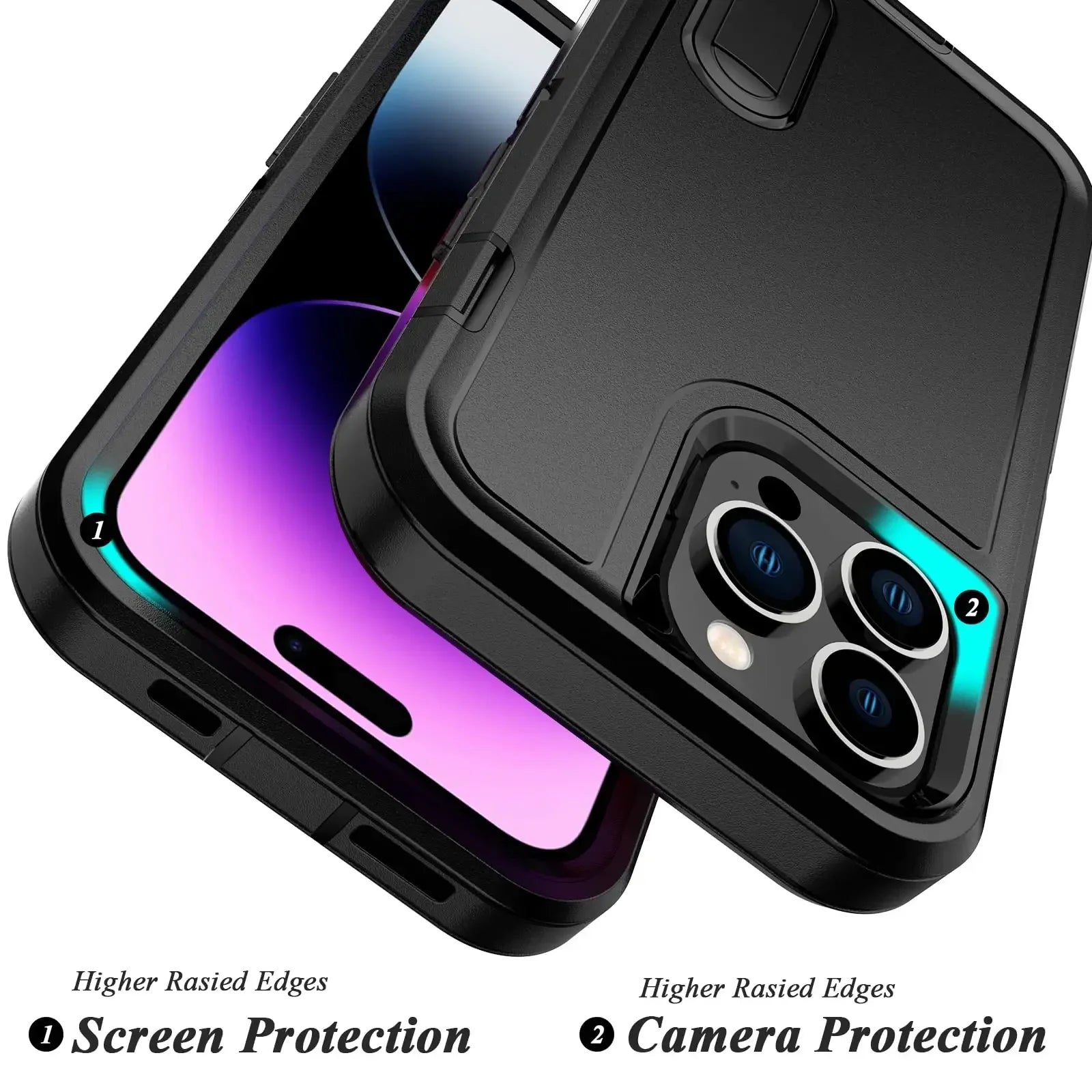 Heavy Duty Drop-Proof Scratch-Resistant 3-Layer Military-Spec iPhone Case – with Stand, Sliding Camera Design, Anti-Fingerprint & Dustproof