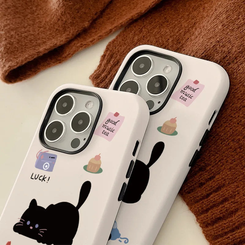 Fashion Cartoon Cat Shockproof Phone case for iPhone 15 Pro Max 14 13 12 11 Back Cover