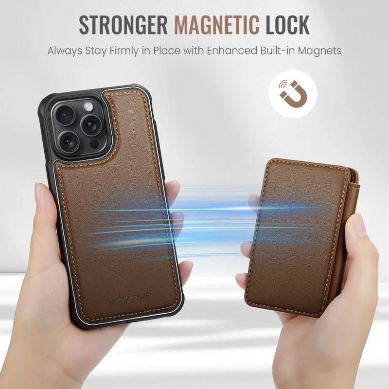 2 in 1 Detachable Magnetic Phone Case for iPhone Leather Wallet with Card Holder Cover