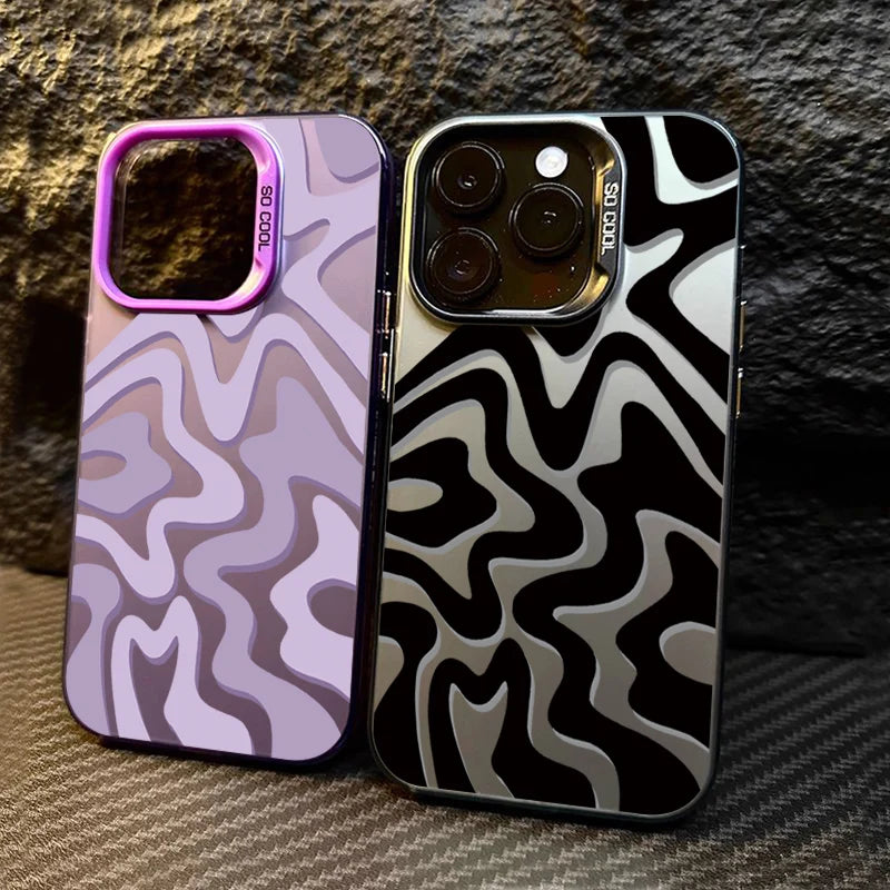 Stripe Pattern Matte Texture Phone Case For iPhone Shockproof Bumper Back Cover