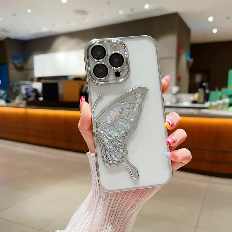 Luxury Electroplated Butterfly Transparent Soft Phone Case For iPhone | Camera Protection Shockproof Cover