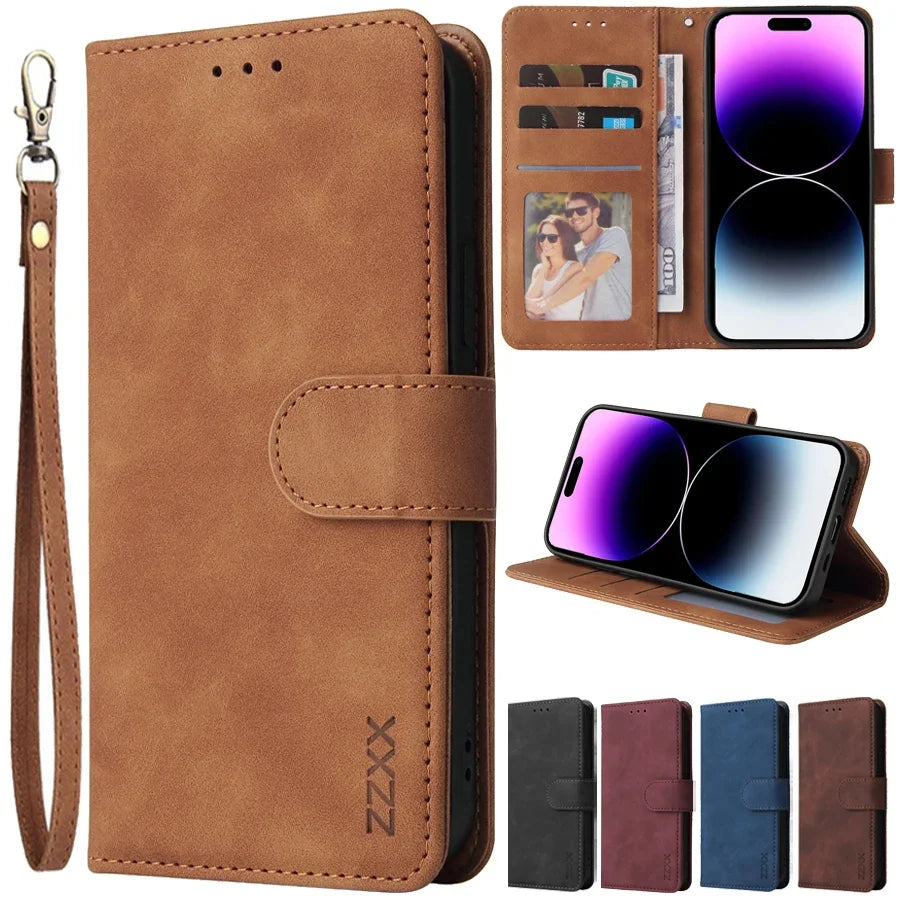 Leather Wallet Phone Case For iPhone | Flip Card Slot Holder